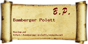 Bamberger Polett névjegykártya